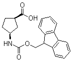 structure of CAS# 220497-67-6, (1R,3S)-3-[[(9H-Fluoren-9-ylmethoxy)carbonyl]amino]-cyclopentanecarboxylic acid
