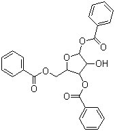 structure of CAS# 22224-41-5, 1,3,5-Tri-O-benzoyl-D-ribofuranose;[5-(Benzoyloxy)-2-(benzoyloxymethyl)-4-hydroxyoxolan-3-yl] benzoate