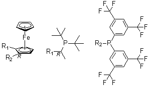(2R)-1-[(1R)-1-[二(叔丁基)膦基]乙基]-2-[二[4-(三氟甲基)苯基]膦基]二茂铁分子结构 (CAS 246231-79-8)