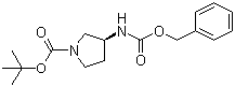 结构式 CAS# 247569-07-9, (S)-3-N-苄氧羰基氨基-1-N-叔丁氧羰基吡咯烷