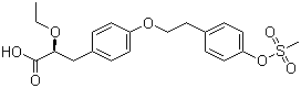 结构式 CAS# 251565-85-2, Galida; (S)-2-乙氧基-3-[4-[2-(4-甲磺酰基氧基苯基)乙氧基]苯基]丙酸