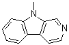 structure of CAS# 2521-07-5, 9-Methyl-9H-pyrido[3,4-b]indole;9-Methyl-beta-carboline; 9-Methylnorharman; 9-Methylnorharmane; N-Methylnorharman