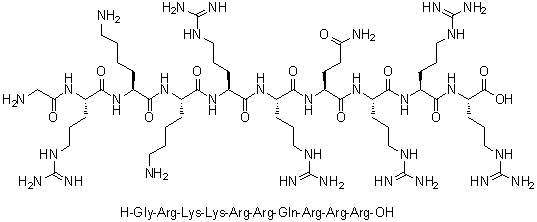 Glycyl-L-arginyl-L-lysyl-L-lysyl-L-arginyl-L-arginyl-L-glutaminyl-L-arginyl-L-arginyl-L-arginine molecular structure (CAS 253141-50-3)
