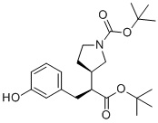 tert-Butyl (R)-3-((S)-1-(tert-butoxy)-3-(3-hydroxyphenyl)-1-oxopropan-2-yl)pyrrolidine-1-carboxylate molecular structure (CAS 2565657-83-0)
