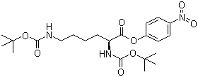 N,N'-二叔丁氧羰基-L-赖氨酸对硝基苯酚酯分子结构 (CAS 2592-19-0)