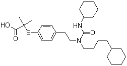 结构式 CAS# 265129-71-3, GW 7647; 2-[[4-[2-[[环己基氨基)羰基](4-环己基丁基)氨基]乙基]苯基]硫基]-2-甲基丙酸