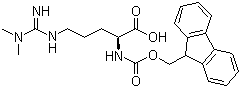 structure of CAS# 268564-10-9, N-Fmoc-N',N'-dimethyl-L-arginine (asymmetrical);N5-[(Dimethylamino)iminomethyl]-N2-[(9H-fluoren-9-ylmethoxy)carbonyl]-L-ornithine