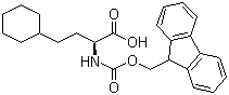 structure of CAS# 269078-73-1, Fmoc-homocyclohexyl-L-alanine;Fmoc-HoCha-OH; (alphaS)-alpha-[[(9H-Fluoren-9-ylmethoxy)carbonyl]amino]cyclohexanebutanoicacid