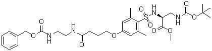 3-[[(1,1-Dimethylethoxy)carbonyl]amino]-N-[[2,6-dimethyl-4-[4-oxo-4-[[2-[[(phenylmethoxy)carbonyl]amino]ethyl]amino]butoxy]phenyl]sulfonyl]-L-alanine methyl ester molecular structure (CAS 277316-24-2)