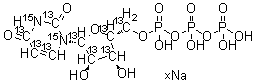 结构式 CAS# 285978-18-9, 尿苷-<sup>13</sup>C<sub>9</sub>-<sup>15</sup>N<sub>2</sub> 5'-(四氢三磷酸酯)钠盐