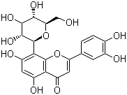 结构式 CAS# 28608-75-5, 荭草苷; 2-(3,4-二羟基苯基)-8-beta-D-吡喃葡萄糖基-5,7-二羟基-4H-1-苯并吡喃-4-酮