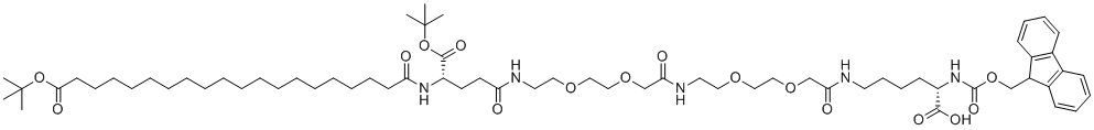 结构式 CAS# 2915356-76-0, Fmoc-L-Lys[C20-OtBu-Glu(OtBu)-AEEA-AEEA]-OH