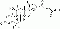 structure of CAS# 2921-57-5, Methylprednisolone hemisuccinate;11beta,17,21-Trihydroxy-6alpha-methylpregna-1,4-diene-3,20-dione 21-(hydrogen succinate)