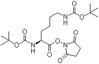 结构式 CAS# 30189-36-7, N,N'-二叔丁氧羰基-L-赖氨酸 N-丁二酰亚胺酯
