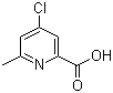 结构式 CAS# 30235-19-9, 4-氯-6-甲基吡啶-2-甲酸