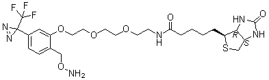 (3aS,4S,6aR)-N-[2-[2-[2-[2-[(Aminooxy)methyl]-5-[3-(trifluoromethyl)-3H-diazirin-3-yl]phenoxy]ethoxy]ethoxy]ethyl]hexahydro-2-oxo-1H-thieno[3,4-d]imidazole-4-pentanamide molecular structure (CAS 308085-26-9)