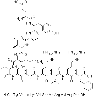 L-alpha-Glutamyl-L-tyrosyl-L-valyl-L-isoleucyl-L-lysyl-L-valyl-L-seryl-L-alanyl-L-arginyl-L-valyl-L-arginyl-L-phenylalanine molecular structure (CAS 314752-39-1)