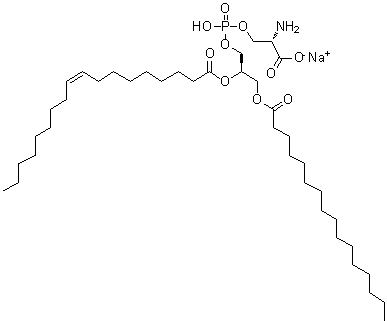 structure of CAS# 321863-21-2, 1-Palmitoyl-2-oleoyl-sn-glycero-3-[phospho-L-serine] sodium salt