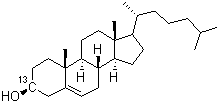 胆固醇-3-13C分子结构 (CAS 334974-05-9)