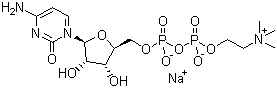 结构式 CAS# 33818-15-4, 胞磷胆碱钠; 胞二磷胆碱钠; 胆碱胞嘧啶核苷二磷酸酯单钠盐; 胆碱胞嘧啶核甙二磷酸酯单钠盐