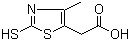 结构式 CAS# 34272-64-5, 2-巯基-4-甲基-5-噻唑乙酸