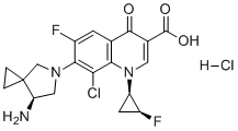 7-[(7S)-7-Amino-5-azaspiro[2.4]hept-5-yl]-8-chloro-6-fluoro-1-[(1R,2S)-2-fluorocyclopropyl]-4-oxo-1,4-dihydro-3-quinolinecarboxylic acid hydrochloride (1:1) molecular structure (CAS 346607-37-2)