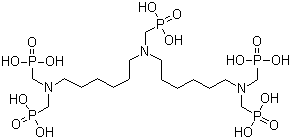 结构式 CAS# 34690-00-1, 二己烯三胺五甲叉膦酸; 双-1,6-亚己基三胺五亚甲基膦酸