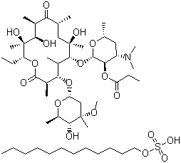 structure of CAS# 3521-62-8, Erythromycin estolate;Erythromycin 2'-propionate dodecyl sulfate