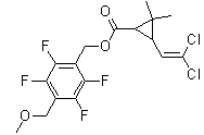 [2,3,5,6-Tetrafluoro-4-(methoxymethyl)phenyl]methyl 3-(2,2-dichlorovinyl)-2,2-dimethylcyclopropane-carboxylate molecular structure (CAS 352271-52-4)