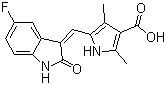 5-((Z)-(5-Fluoro-2-oxoindolin-3-ylidene)methyl)-2,4-dimethyl-1H-pyrrole-3-carboxylic acid molecular structure (CAS 356068-93-4)