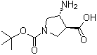 结构式 CAS# 369623-85-8, 反式-4-氨基-1-(叔丁氧羰基)吡咯烷-3-羧酸