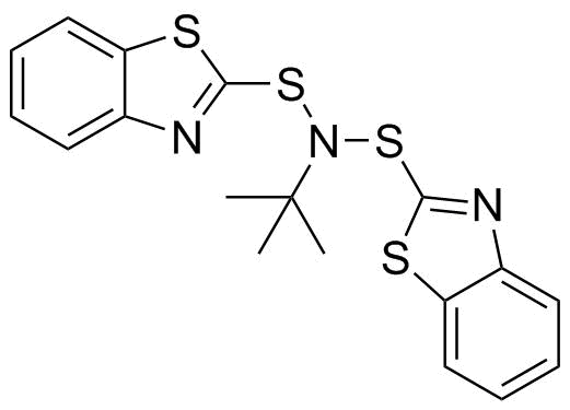 N-叔丁基-双(2-苯并噻唑)次磺酰亚胺分子结构 (CAS 3741-80-8)