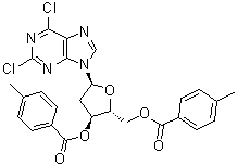 2,6-Dichloro-9-(3,5-di-O-p-toluyl-2-deoxy-beta-D-erythro-pentofuranosyl)purinepentofuranosyl)purine molecular structure (CAS 38925-80-3)