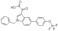结构式 CAS# 393105-53-8, Tiplaxtinin; alpha-氧代-1-(苯基甲基)-5-[4-(三氟甲氧基)苯基]-1H-吲哚-3-乙酸