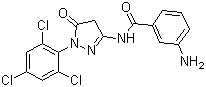structure of CAS# 40567-18-8, 1-(2,4,6-Trichlorophenyl)-3-(3-aminobenzamido)-5-pyrazolone;1-(2,4,6-Trichlorophenyl)-3-(3-aminobenzoyl)amino-2-pyrazolin-5-one; 3-Amino-N-[4,5-dihydro-5-oxo-1-(2,4,6-trichlorophenyl)-1H-pyrazol-3-yl]-benzamide