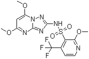 structure of CAS# 422556-08-9, Pyroxsulam;N-(5,7-Dimethoxy[1,2,4]triazolo[1,5-a]pyrimidin-2-yl)-2-methoxy-4-(trifluoromethyl)-3-pyridinesulfonamide