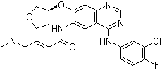 结构式 CAS# 439081-18-2, BIBW 2992; N-[4-[(3-氯-4-氟苯基)氨基]-7-[[(3S)-四氢-3-呋喃基]氧基]-6-喹唑啉基]-4-(二甲基氨基)-2-丁烯酰胺