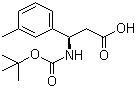 结构式 CAS# 464930-76-5, Boc-3-甲基-L-beta-苯丙氨酸; Boc-(R)-3-氨基-3-(3-甲基苯基)丙酸; N-叔丁氧羰基-(R)-3-氨基-3-(3-甲基苯基)丙酸