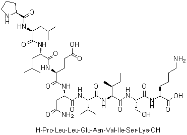 L-脯氨酰-L-亮氨酰-L-亮氨酰-L-alpha-谷氨酰-L-天冬氨酰胺酰-L-缬氨酰-L-异亮氨酰-L-丝氨酰-L-赖氨酸分子结构 (CAS 475467-65-3)