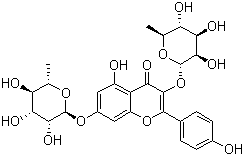 structure of CAS# 482-38-2, Kaempferitrin;3,7-bis[(6-deoxy-beta-L-mannopyranosyl)oxy]-5-hydroxy-2-(4-hydroxyphenyl)-4H-1-benzopyran-4-one