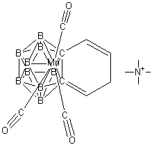 N,N,N-Trimethylmethanaminium [(7,8,9,10,11-eta)-7,8-(1,3-butadiene-1,4-diyl)nonahydro-7,8-dicarbaundecaborato(2-)]tricarbonylmanganate(1-) molecular structure (CAS 49564-26-3)