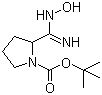 structure of CAS# 500024-95-3, 2-[(Hydroxyamino)iminomethyl]-1-pyrrolidinecarboxylic acid tert-butyl ester;tert-Butyl 2-(N-hydroxycarbamimidoyl)pyrrolidine-1-carboxylate; tert-Butyl 2-[amino(hydroxyimino)methyl]pyrrolidine-1-carboxylate