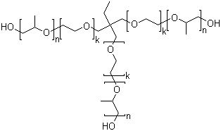 Trimethylolpropane ethoxylated propoxylated molecular structure (CAS 52624-57-4)