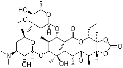 structure of CAS# 55224-05-0, Davercin;Erythromycin A cyclic 11,12-carbonate; (1R,2R,5R,6S,7S,9R,11R,13R,14R)-8-[(2S,3R,4S,6R)-4-Dimethylamino-3-hydroxy-6-methyloxan-2-yl]oxy-2-ethyl-9-hydroxy-6-[(2R,4R,5S,6S)-5-hydroxy-4-methoxy-4,6-dimethyloxan-2-yl]oxy-1,5,7,9,11,13-hexamethyl-3,15,17-trioxabicyclo[12.3.0]heptadecane-4,12,16-trione