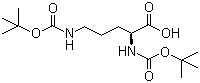 structure of CAS# 57133-29-6, (2S)-2,5-Bis[[[(tert-butoxy)carbonyl]amino]]pentanoic acid