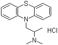结构式 CAS# 58-33-3, 盐酸异丙嗪; 10-(2-二甲基氨基-1-丙基)吩噻嗪盐酸盐; N,N,alpha-三甲基-10H-吩噻嗪-10-乙胺盐酸盐