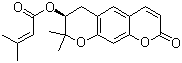 structure of CAS# 5928-25-6, (+)-Decursin;3-Methyl-2-butenoic acid (7S)-7,8-dihydro-8,8-dimethyl-2-oxo-2H,6H-pyrano[3,2-g]-1-benzopyran-7-yl ester
