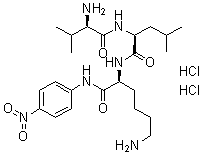 structure of CAS# 62354-43-2, D-Valyl-L-leucyl-N-(4-nitrophenyl)-L-lysinamide dihydrochloride