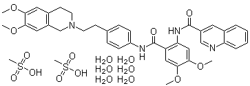 Tariquidar dimethanesulfonate hexahydrate molecular structure (CAS 625375-83-9)
