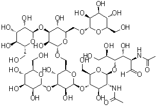结构式 CAS# 66091-47-2, O-alpha-D-甘露糖基-(1→3)-O-[O-alpha-D-甘露糖基-(1→3)-O-[alpha-D-甘露糖基-(1→6)]-alpha-D-甘露糖基-(1→6)]-O-beta-D-甘露糖基-(1→4)-O-2-(乙酰氨基)-2-脱氧-beta-D-吡喃葡萄糖基-(1→4)-2-(乙酰氨基)-2-脱氧-D-葡萄糖
